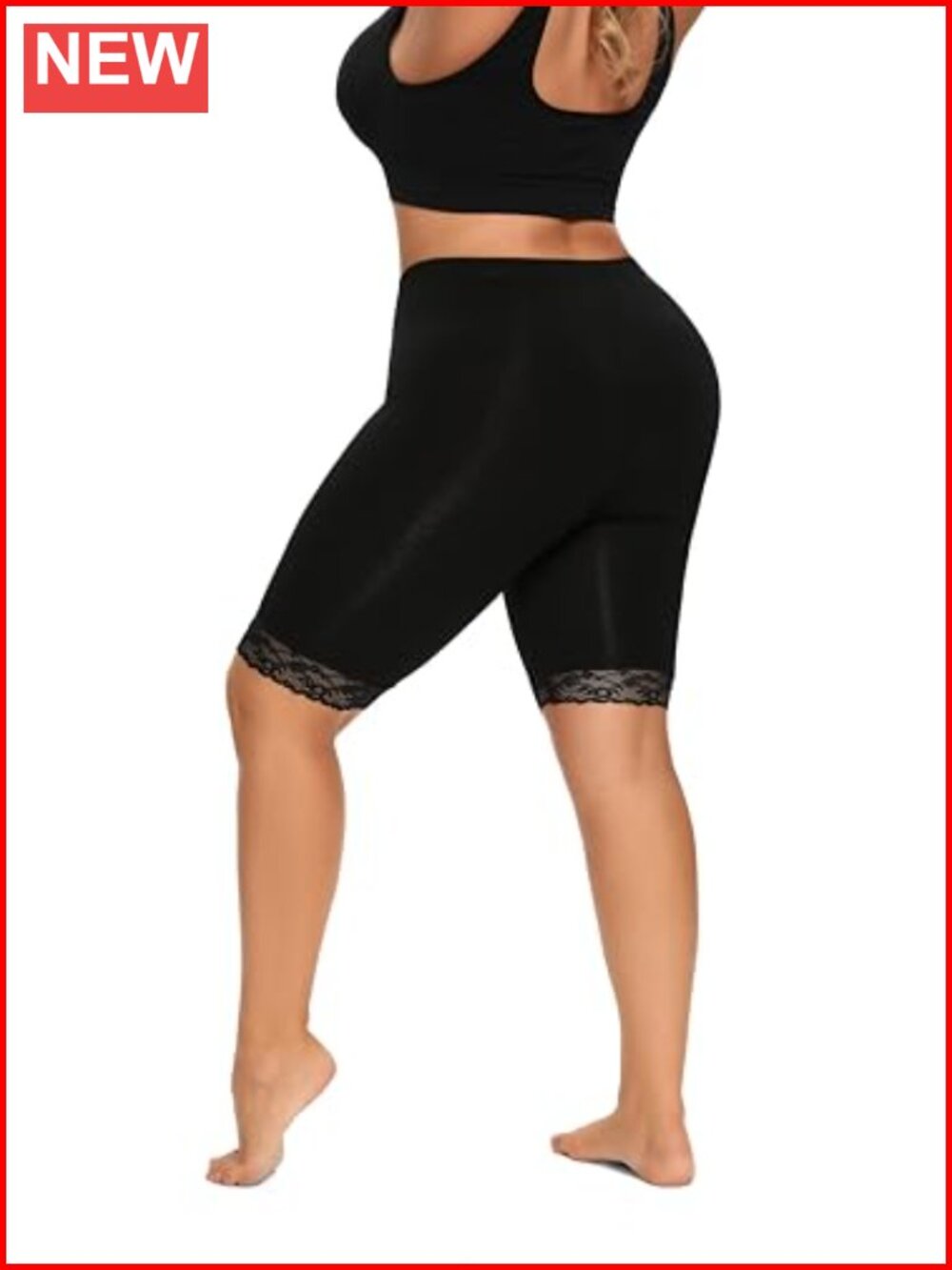 Women's Seamless Slip Shorts with Lace Trim Anti Chafing Mid Thigh Under Dress